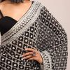 Black Georgette Chikankari Saree With Unstitiched Blouse