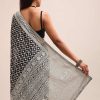 Black Georgette Chikankari Saree With Unstitiched Blouse