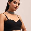Black Georgette Chikankari Saree With Unstitiched Blouse