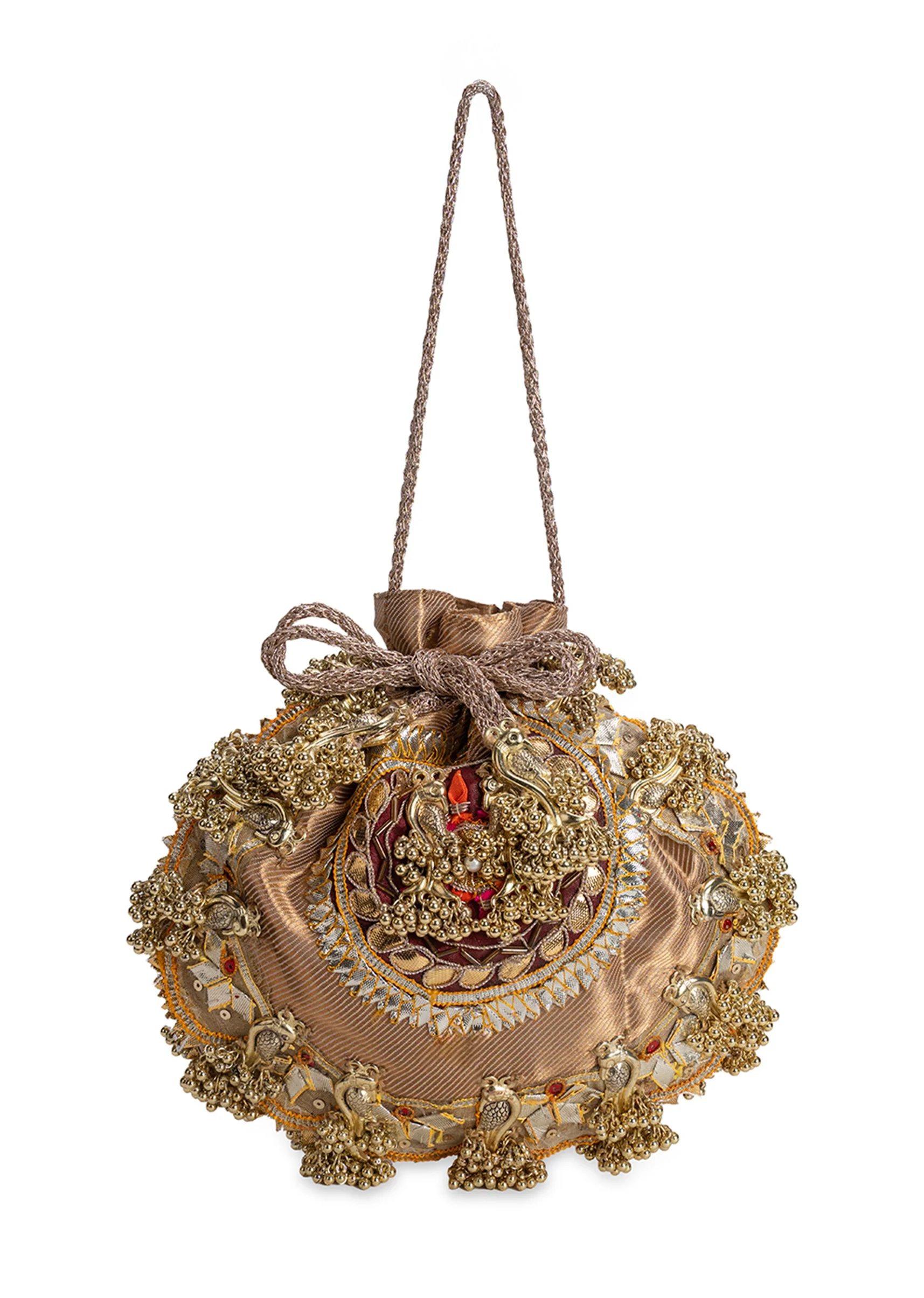 Gold Brocade Embellished Potli