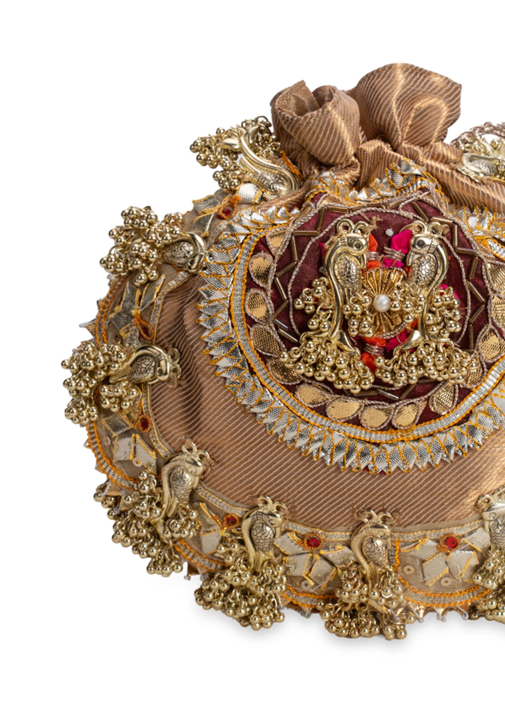 Gold Brocade Embellished Potli