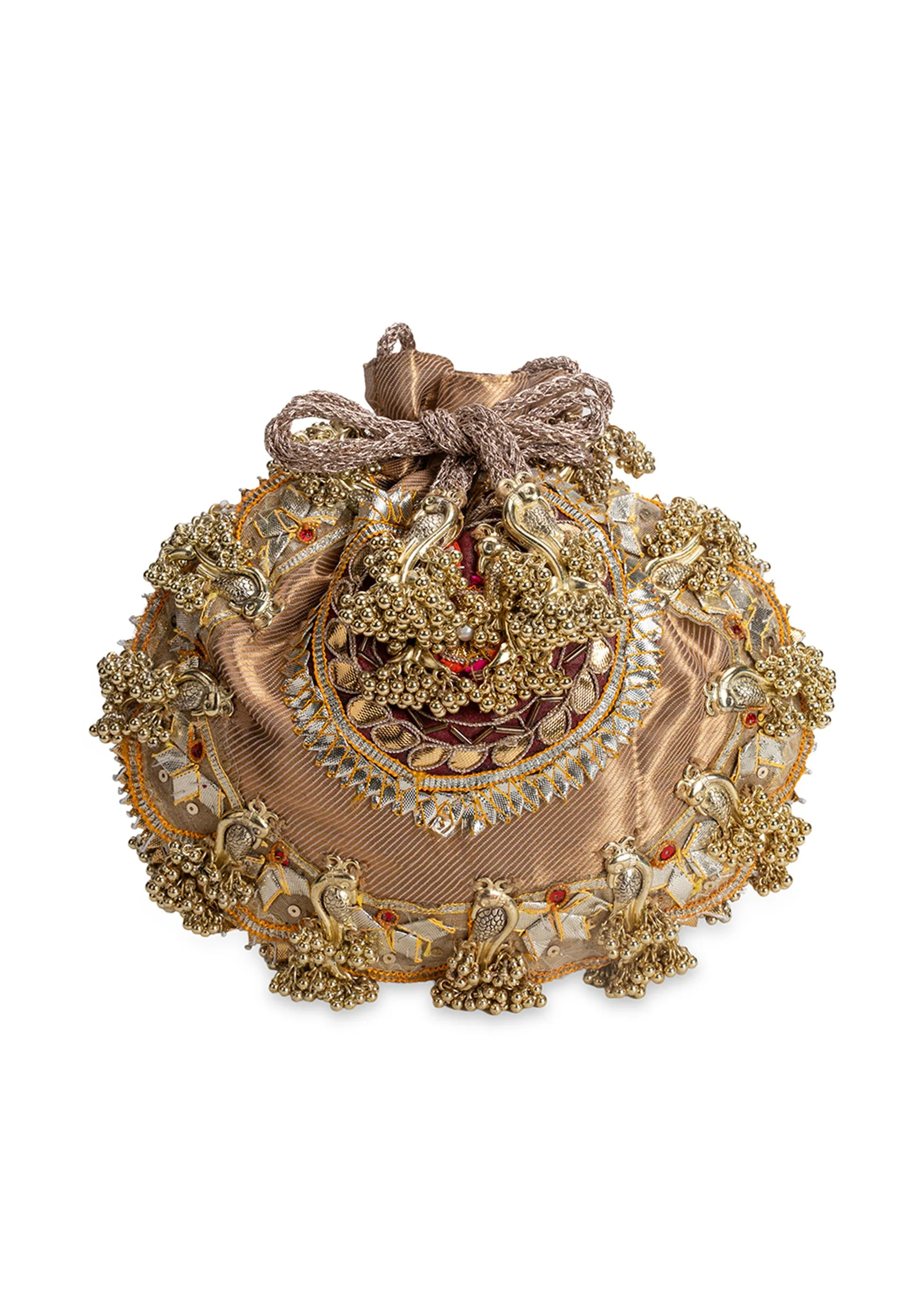 Gold Brocade Embellished Potli