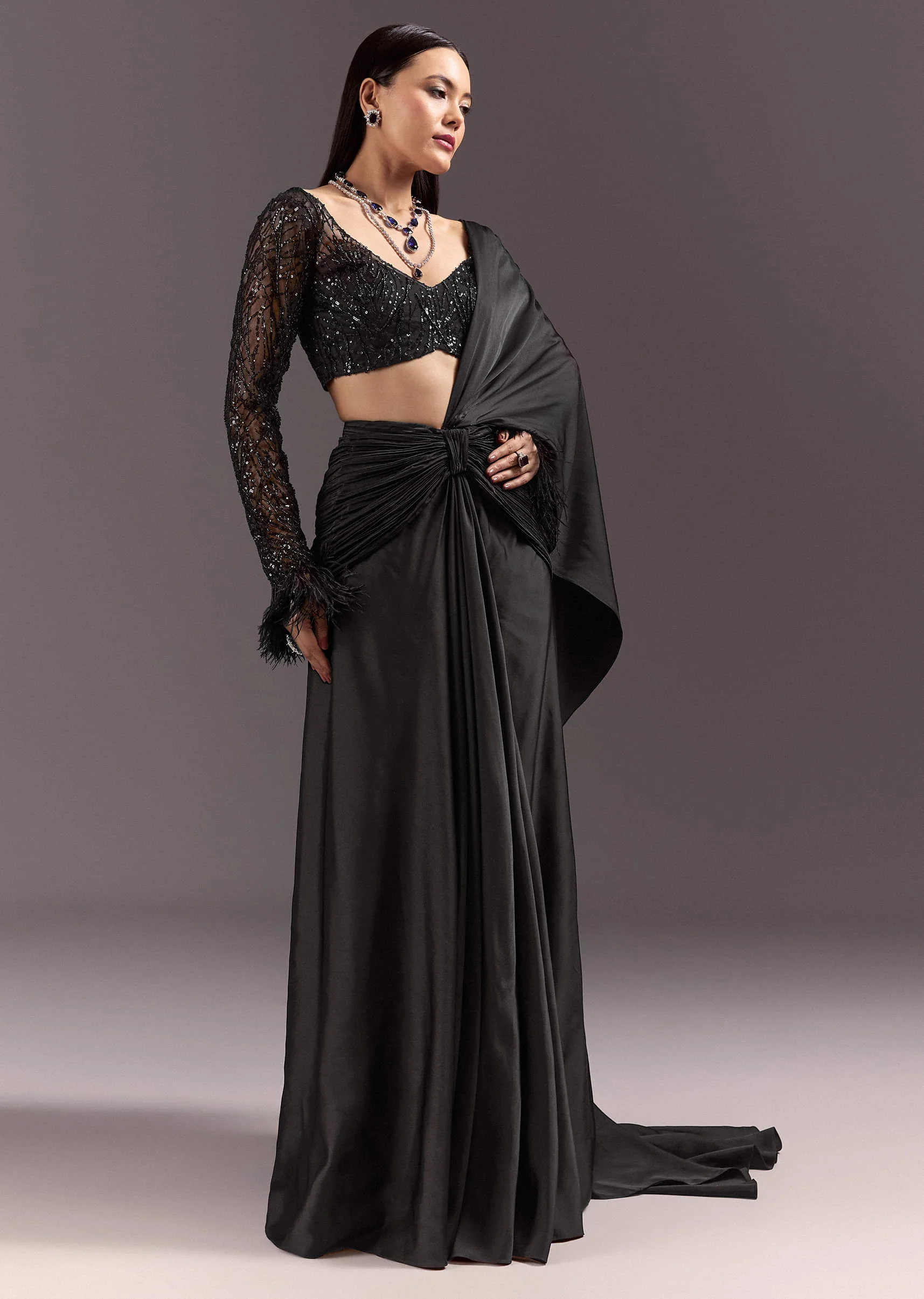 3652-black-3d-patchwork-cutdana-drape-saree-with-sleeveless-overlap-blouse-1.webp Black 3D Patchwork Cutdana Drape Saree With Sleeveless Overlap Blouse