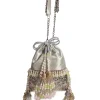 Silver Brocade Embellished Potli