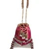 Crimson Red Brocade Embellished Potli