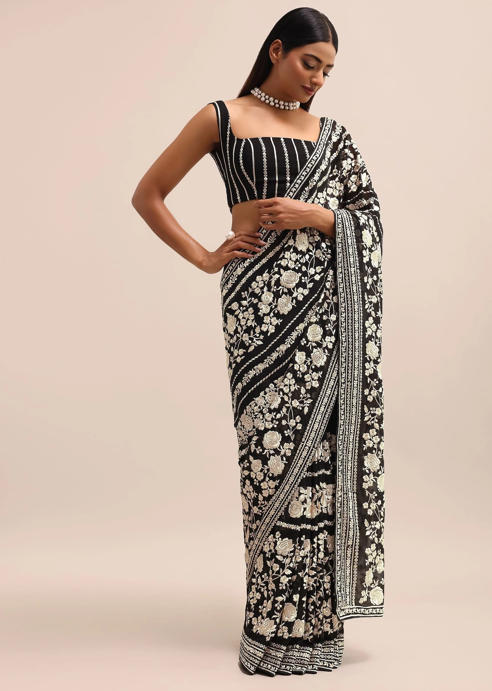 3698-black-georgette-parsi-gara-saree-with-unstitched-blouse-1.webp Black Georgette Parsi Gara Saree With Unstitched Blouse
