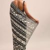 Black Georgette Parsi Gara Saree With Unstitched Blouse