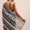 Black Georgette Parsi Gara Saree With Unstitched Blouse