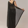 Black Net Saree With Linear Sequins And Hand Embroidered Border