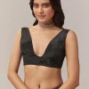 Black Net Saree With Linear Sequins And Hand Embroidered Border