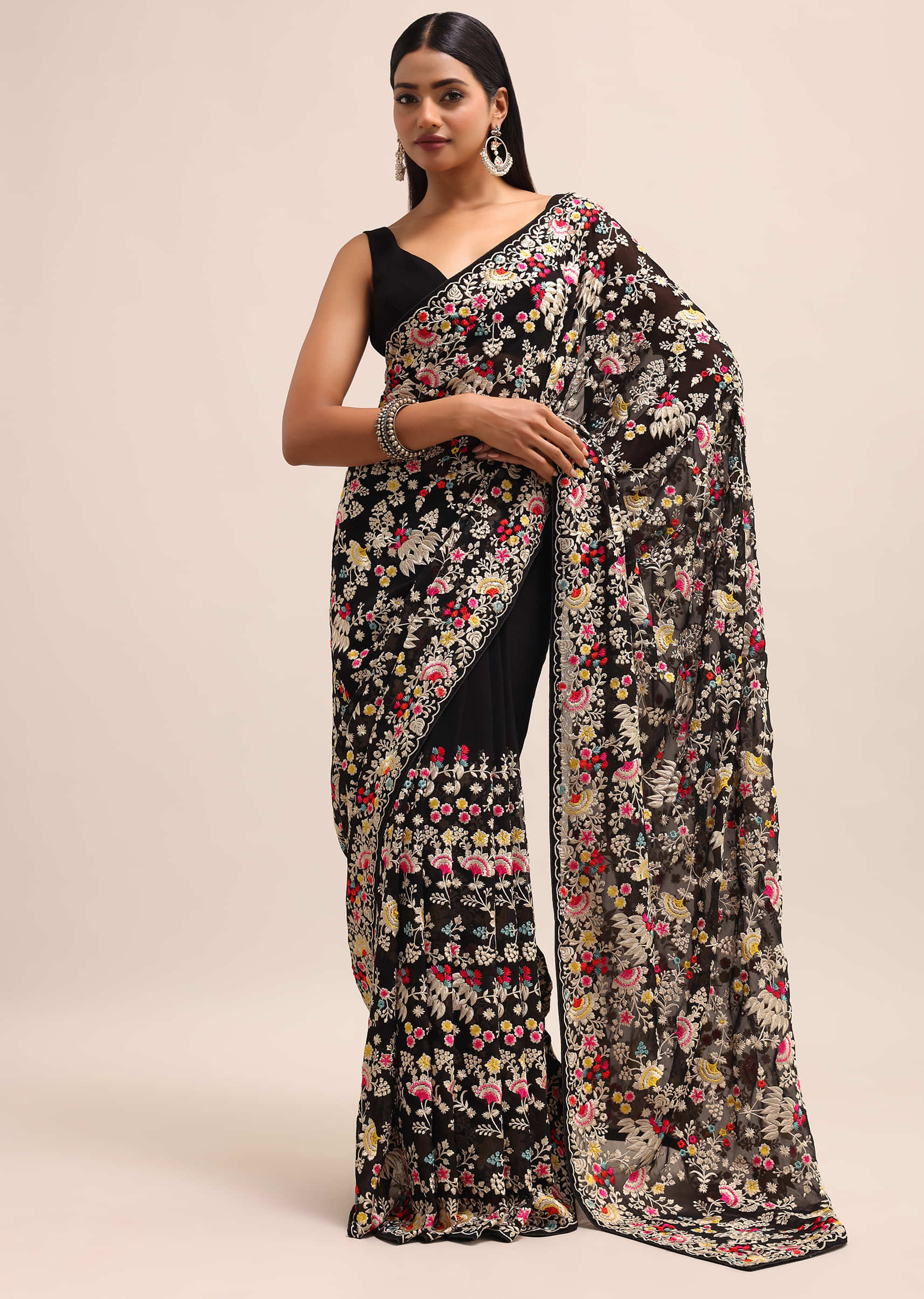 3730-black-georgette-parsi-gara-multi-color-saree-with-unstitched-blouse-1.jpg Black Georgette Parsi Gara Multi Color Saree With Unstitched Blouse