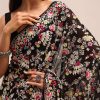 Black Georgette Parsi Gara Multi Color Saree With Unstitched Blouse