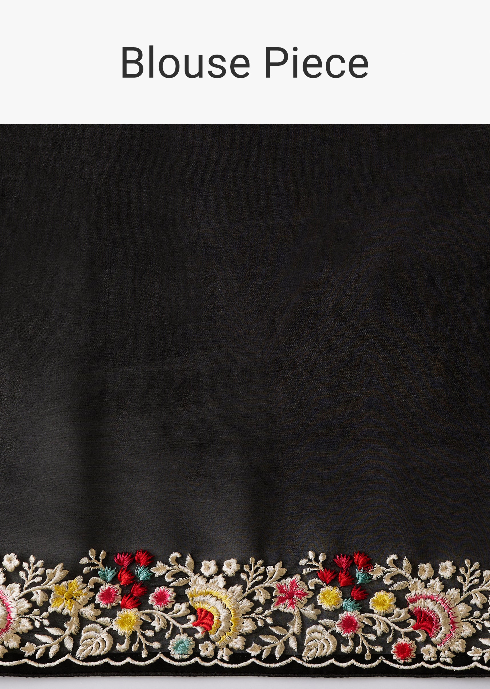 Black Georgette Parsi Gara Multi Color Saree With Unstitched Blouse