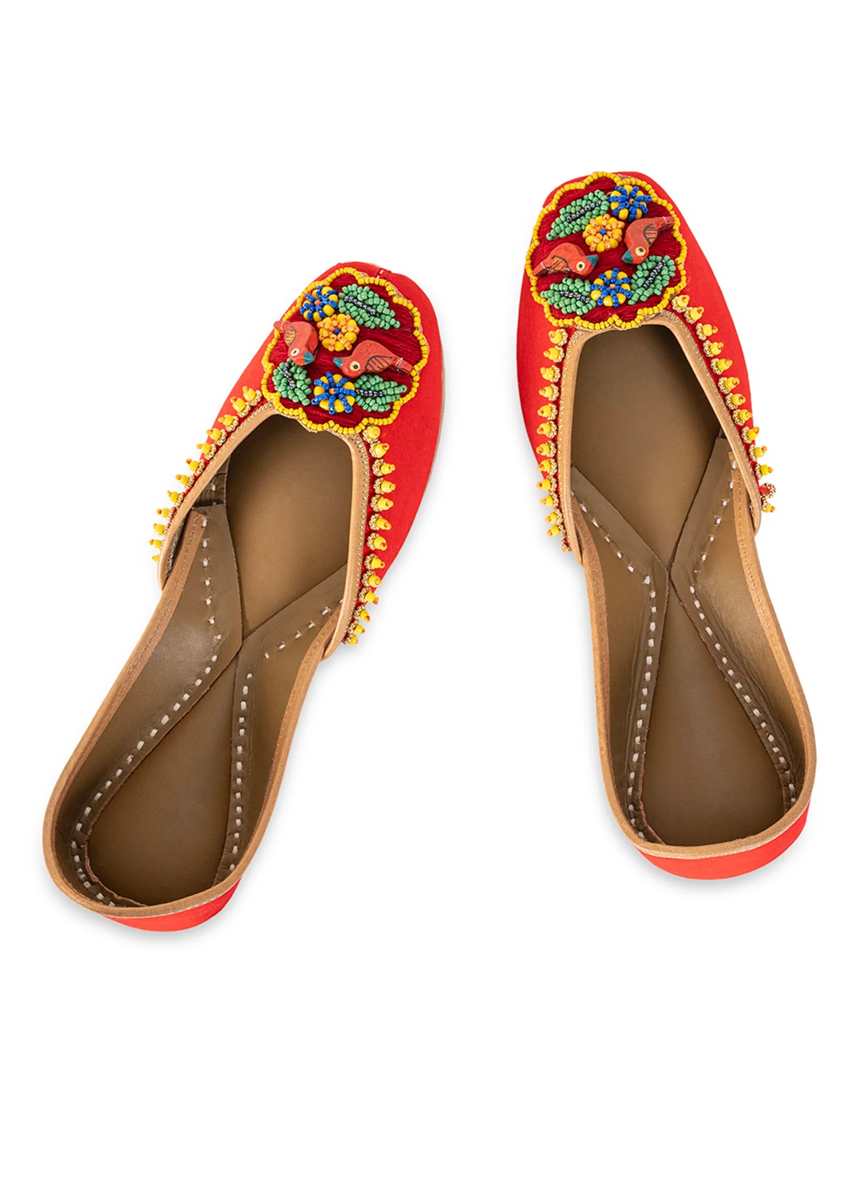 Orange Embroidered Jutti