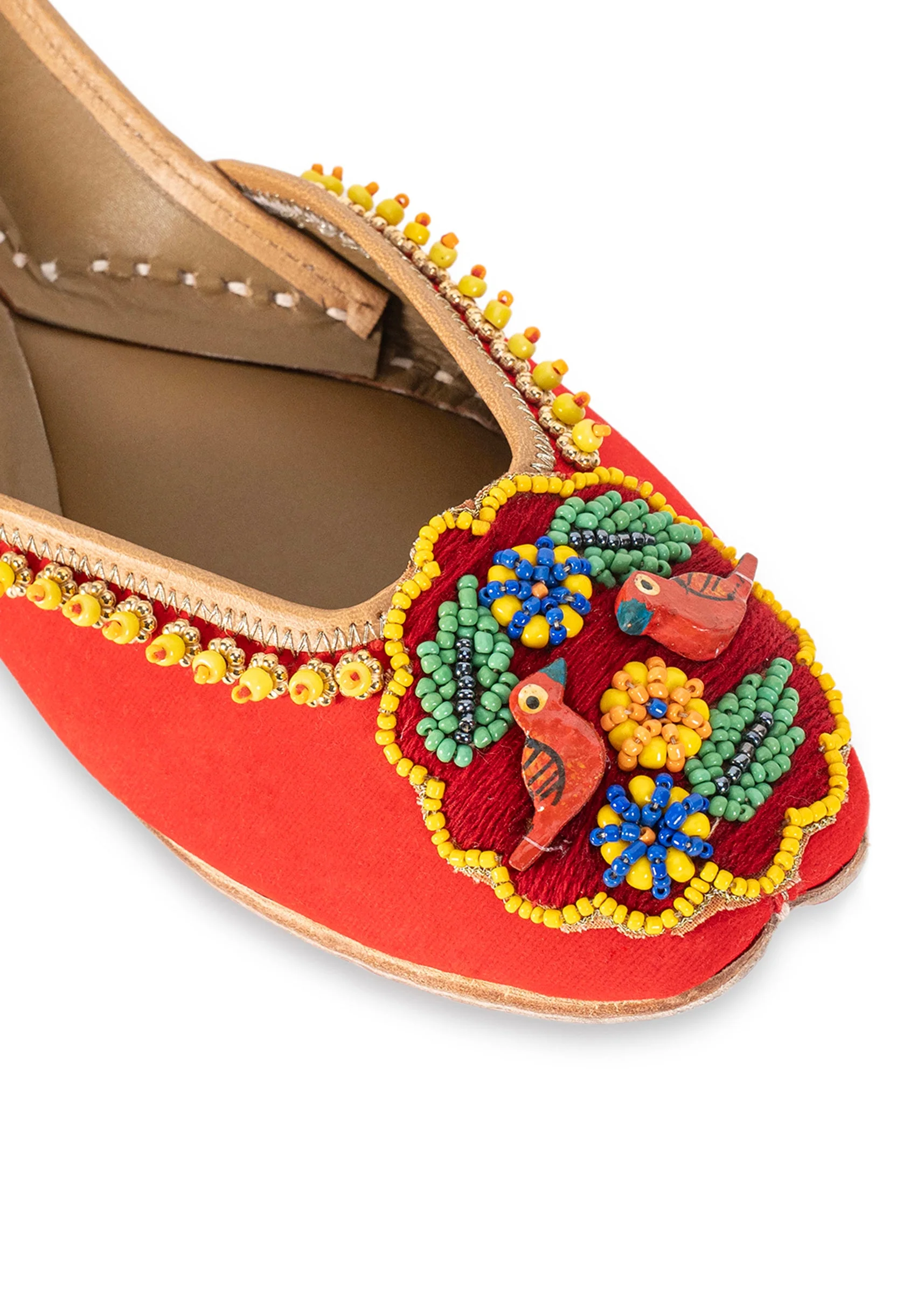 Orange Embroidered Jutti