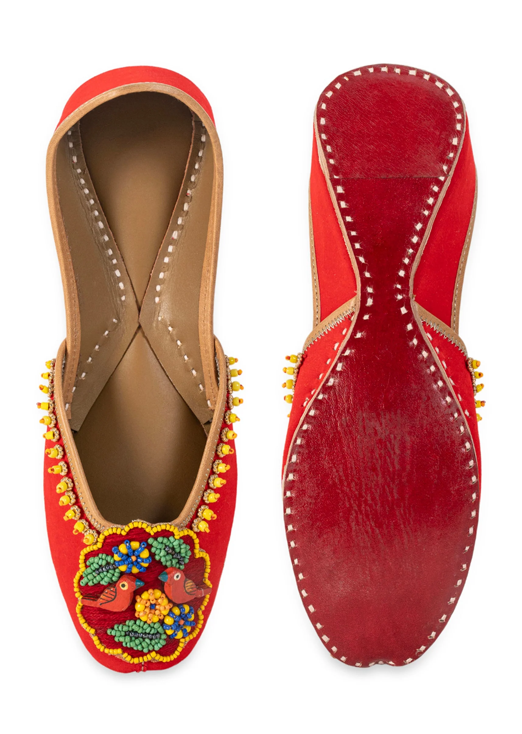 Orange Embroidered Jutti