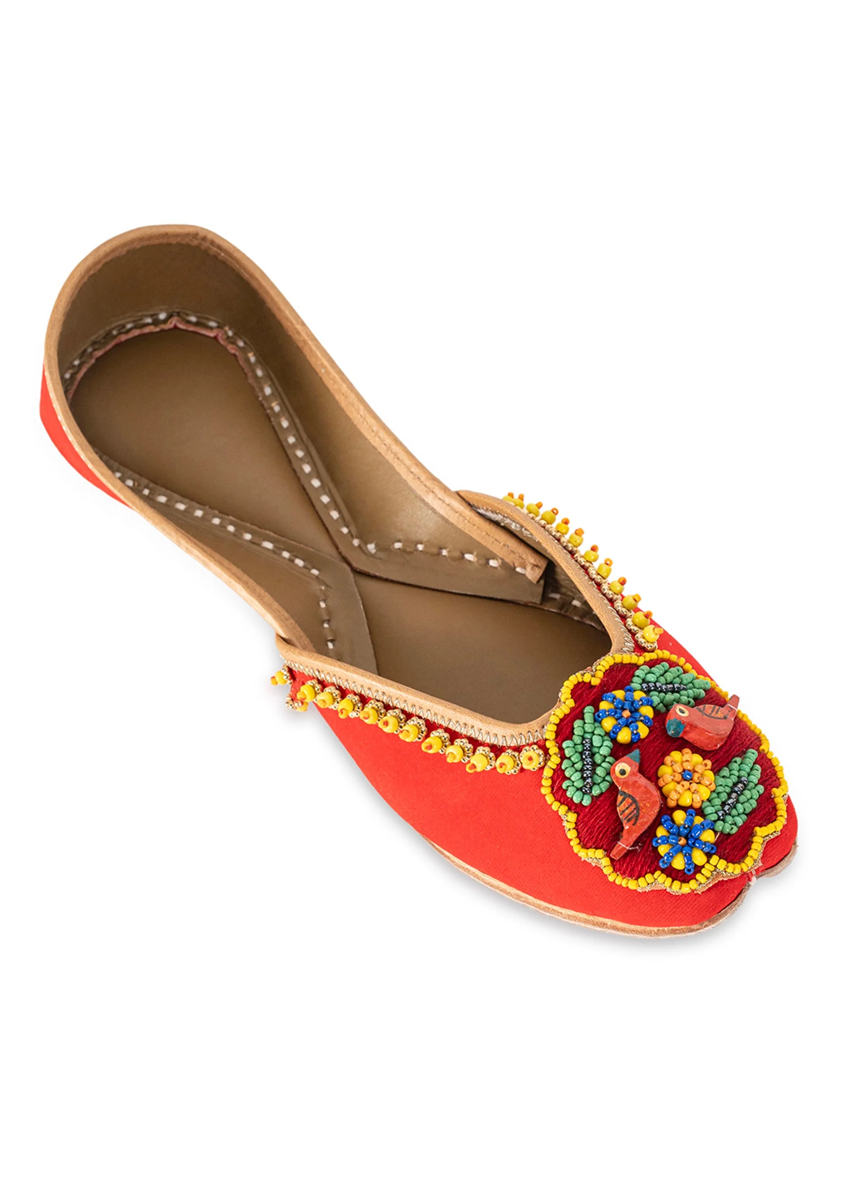 Orange Embroidered Jutti