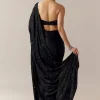 Black Floral Motif Cutdana Embellished Saree with Unstitched Blouse