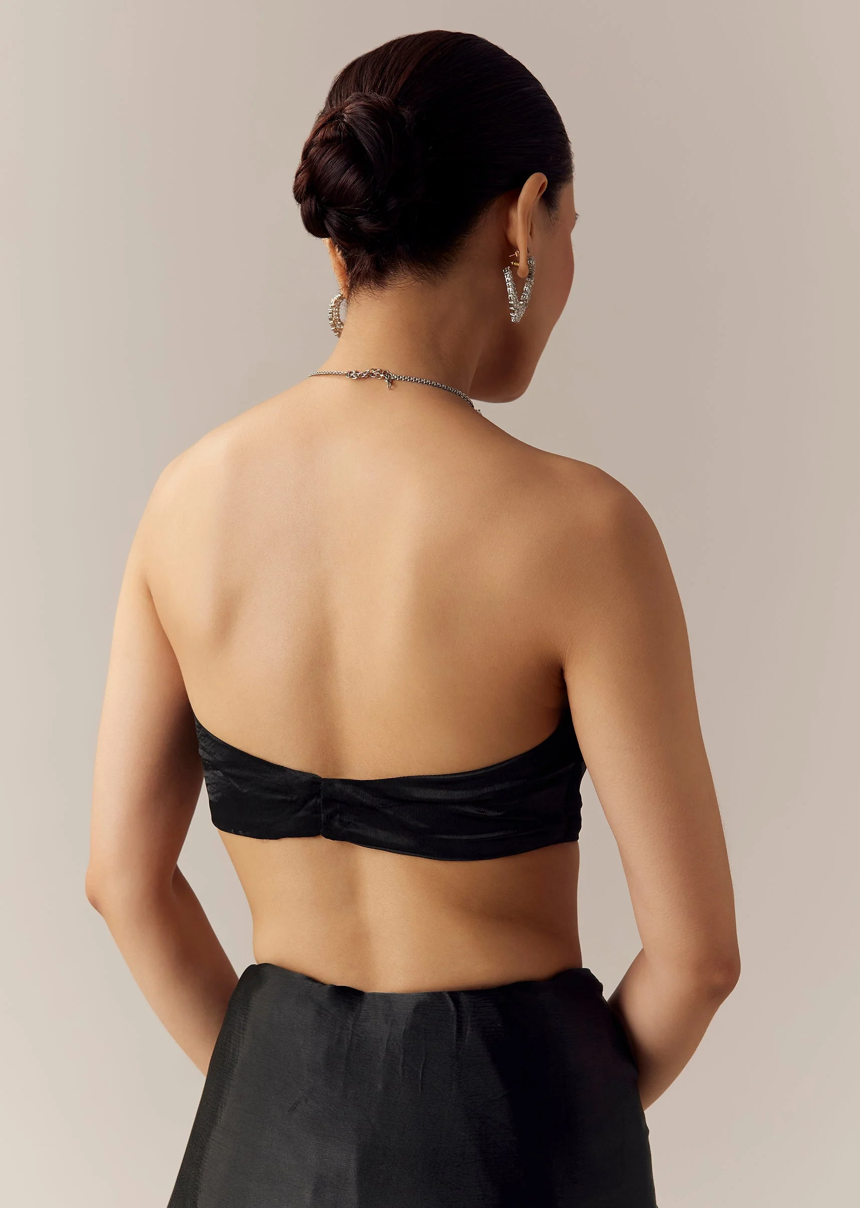 Black Floral Motif Cutdana Embellished Saree with Unstitched Blouse