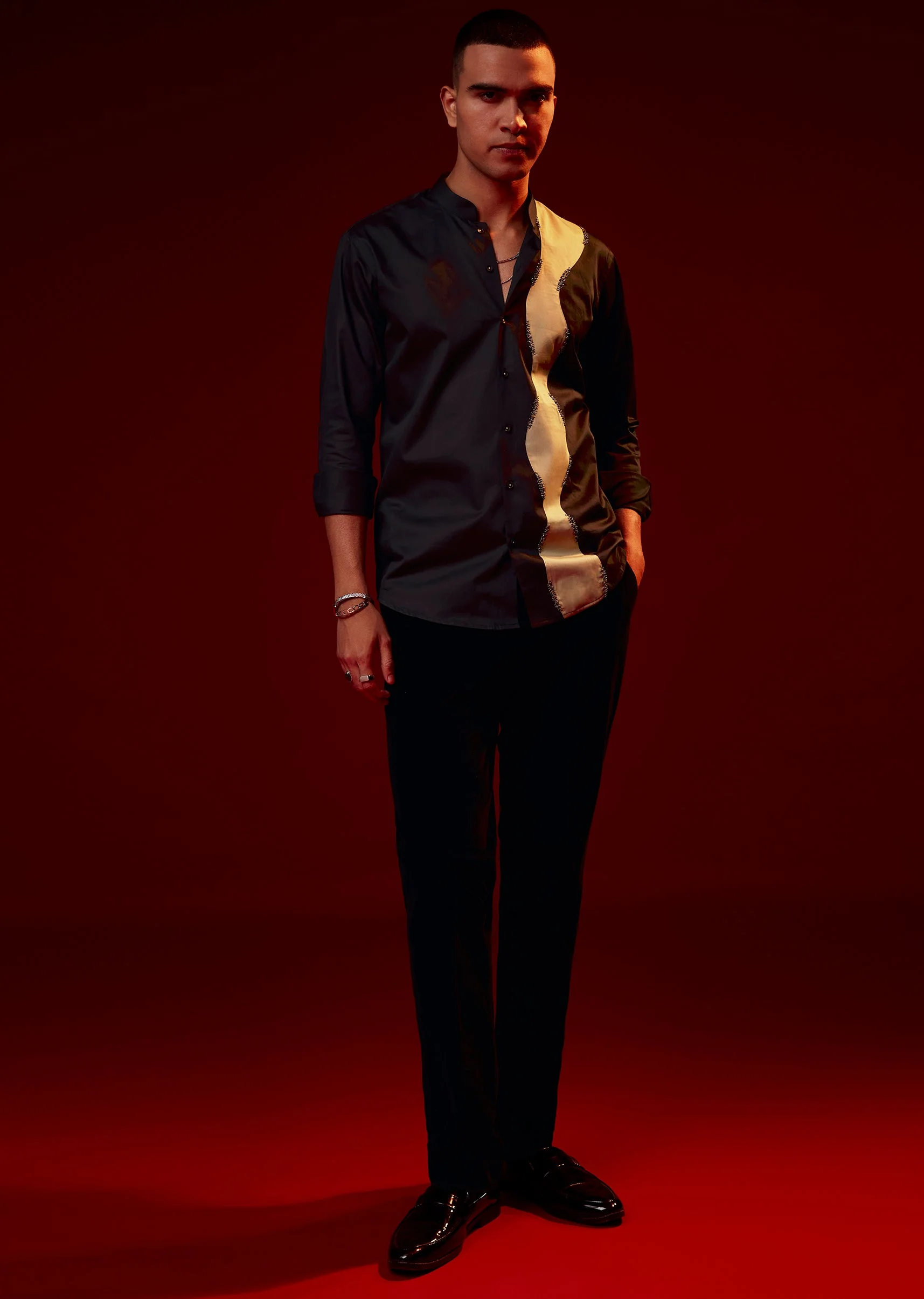 3845-black-patch-work-embellished-party-shirt-1.webp Black Patch Work Embellished Party Shirt