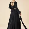 Black Fusion Lehenga Set With Ruffle Dupatta