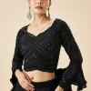 Black Fusion Lehenga Set With Ruffle Dupatta