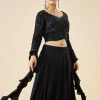 Black Fusion Lehenga Set With Ruffle Dupatta