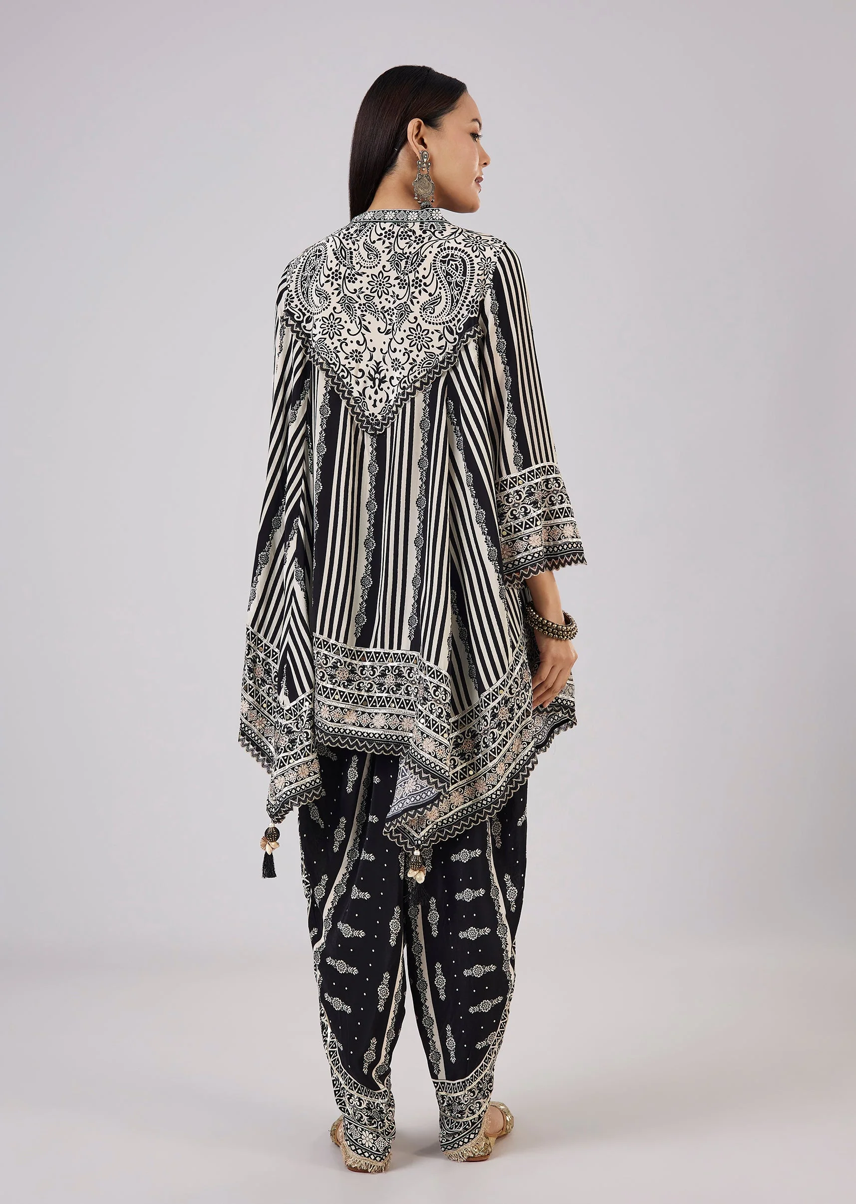 Black Indo Western Kaftan Coord Set