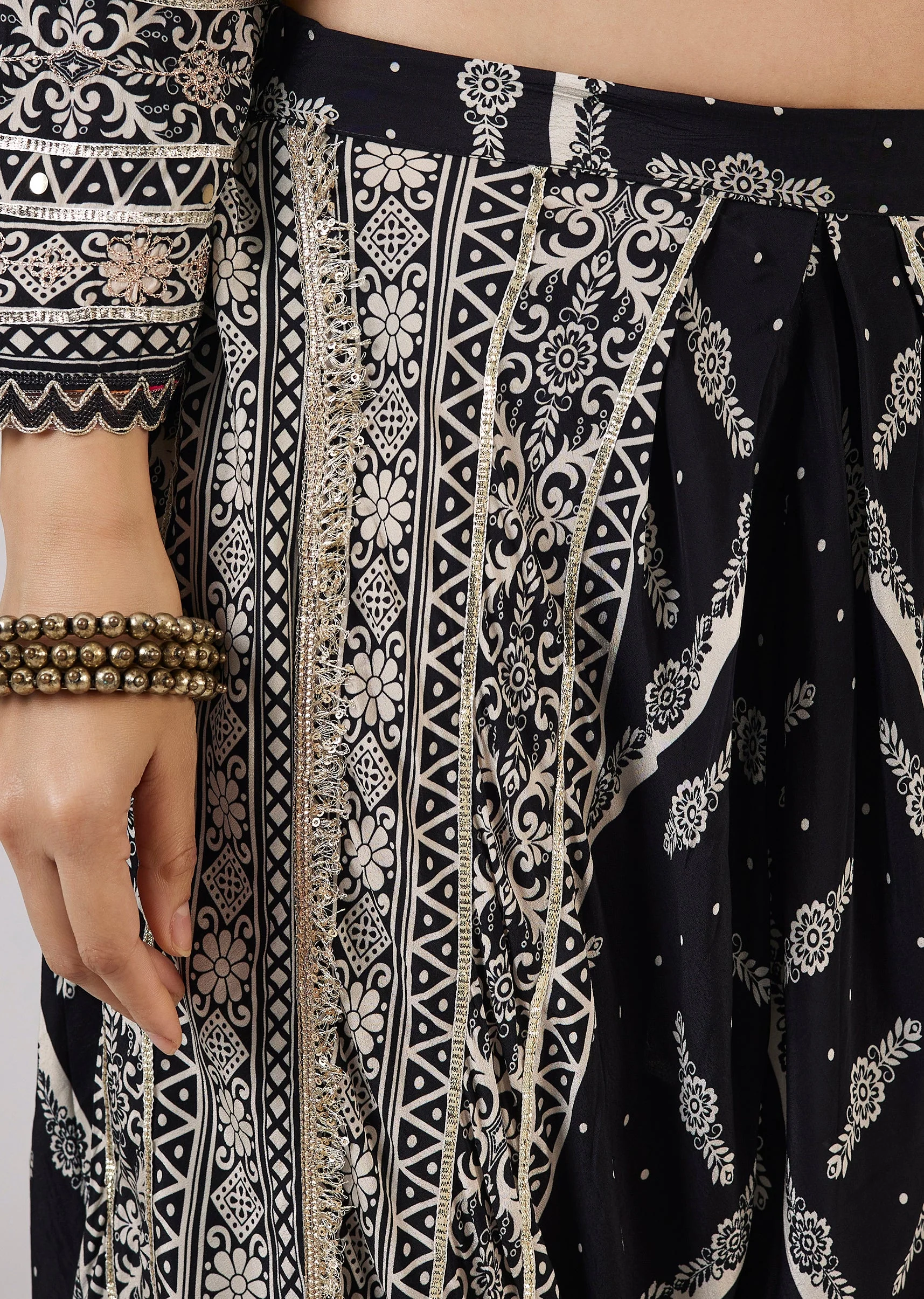 Black Indo Western Kaftan Coord Set