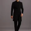 Black Cutdana Indowestern Trouser Suit