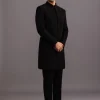 Black Cutdana Indowestern Trouser Suit