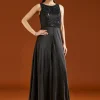 Black Embellished Satin Jumpsuit