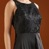 Black Embellished Satin Jumpsuit