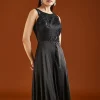 Black Embellished Satin Jumpsuit
