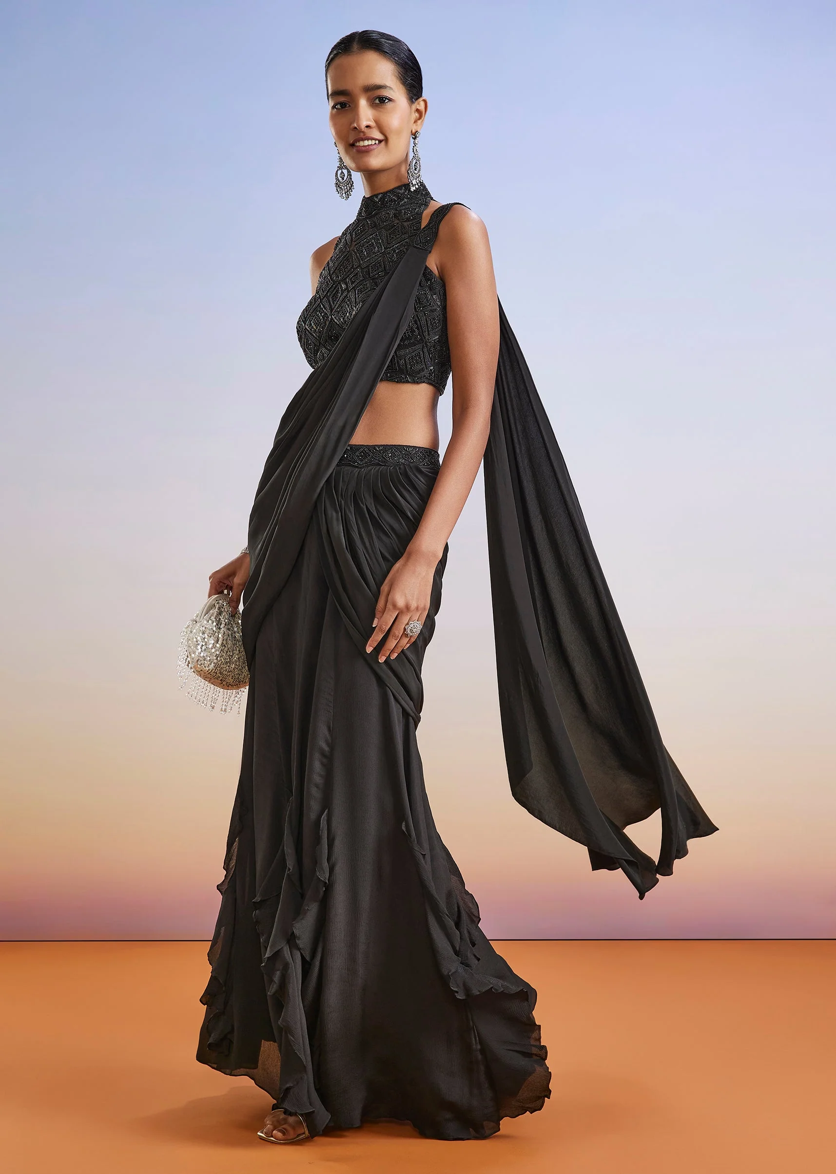 3885-black-beaded-embroidered-ready-pleated-saree-with-blouse-1.webp Black Beaded Embroidered Ready Pleated Saree With Blouse