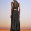 Black Beaded Embroidered Ready Pleated Saree With Blouse
