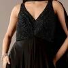 Black Embellished Jumpsuit With Choker Dupatta