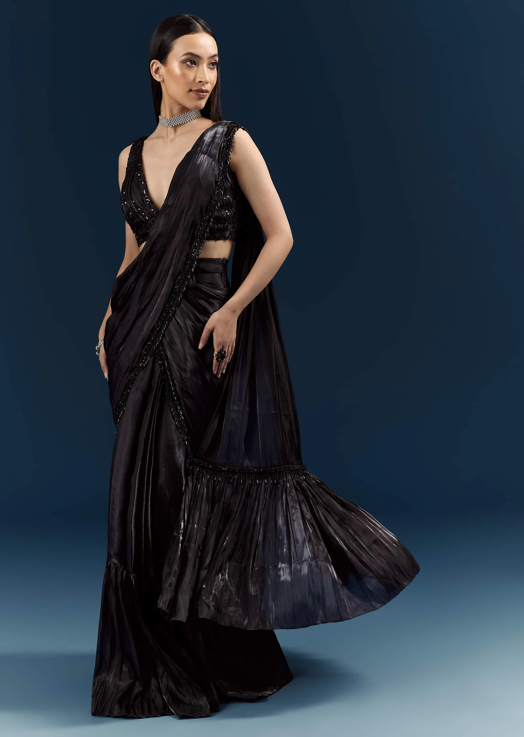 3915-us-0-us-0-variation-1.webp Black Organza Ready Pleated Saree With Heavy Embroidery