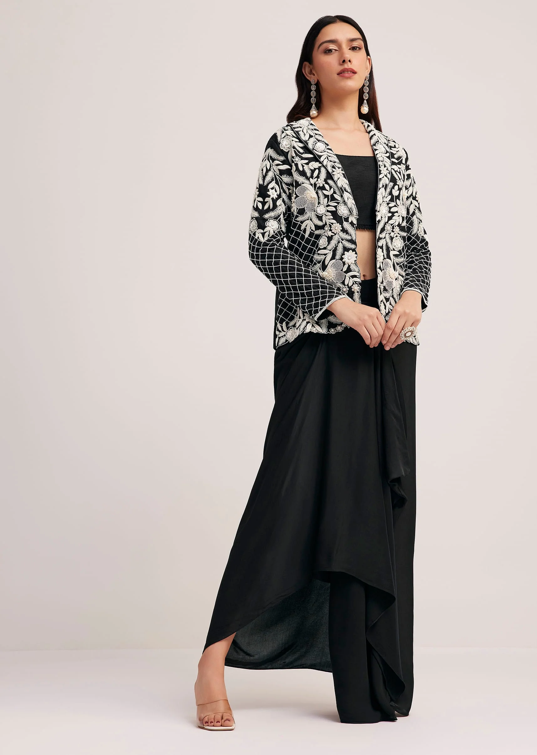 3941-black-crop-top-skirt-and-embroidered-jacket-set-1.webp Black Crop Top Skirt And Embroidered Jacket Set