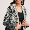 Black Crop Top Skirt And Embroidered Jacket Set