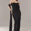 Black Ready Pleated Corset Saree With Thread And Cut Dana Work