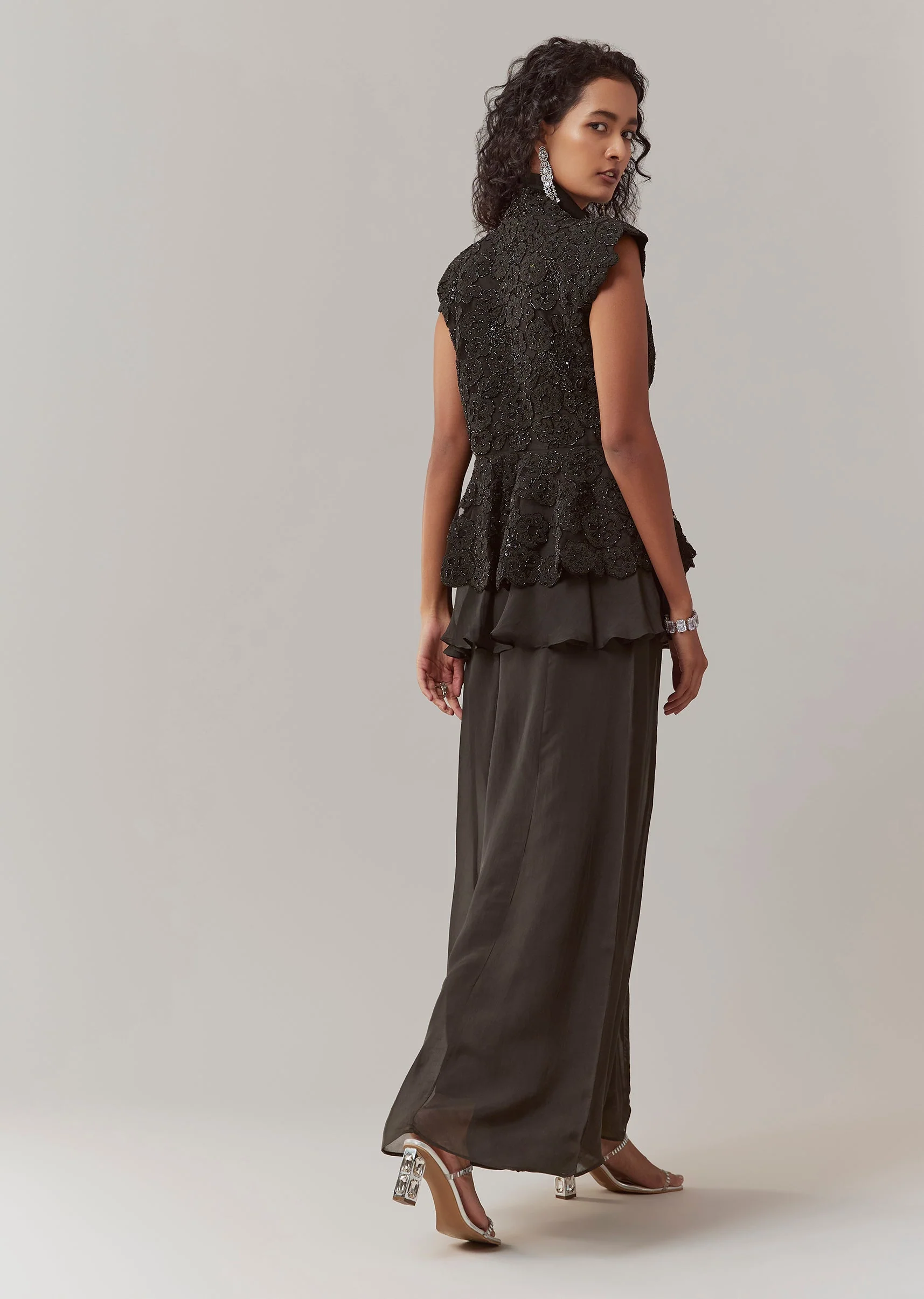 3959-black-organza-peplum-palazzo-set-5.webp Black Organza Peplum Palazzo Set