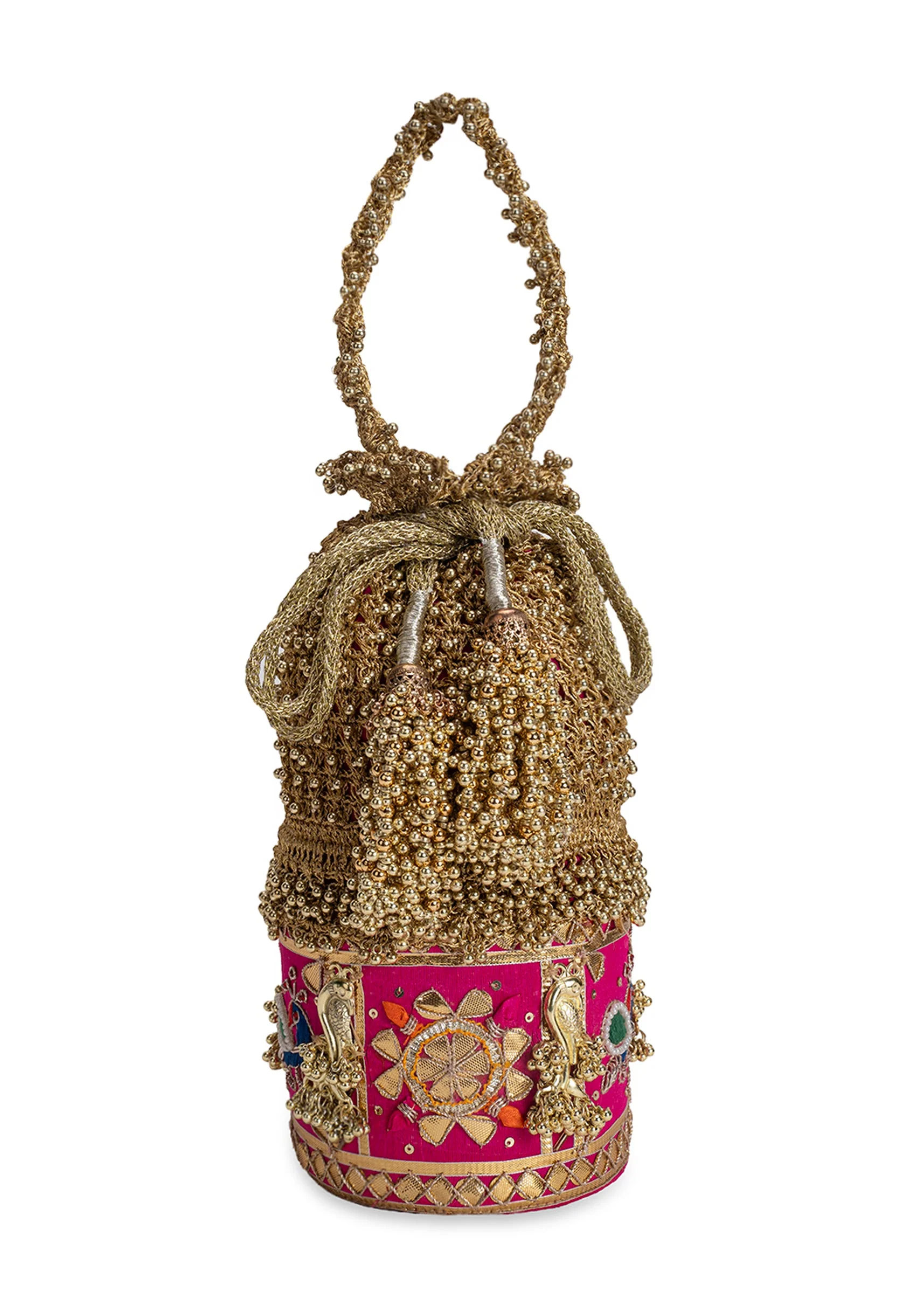 Gold And Pink Lace Potli