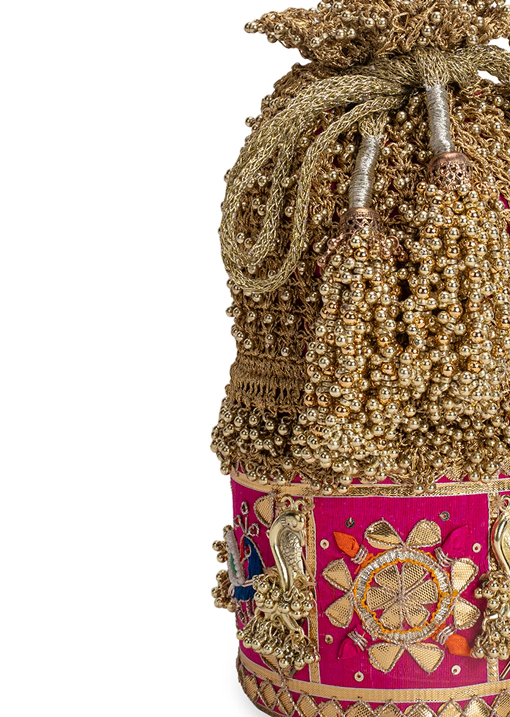 Gold And Pink Lace Potli
