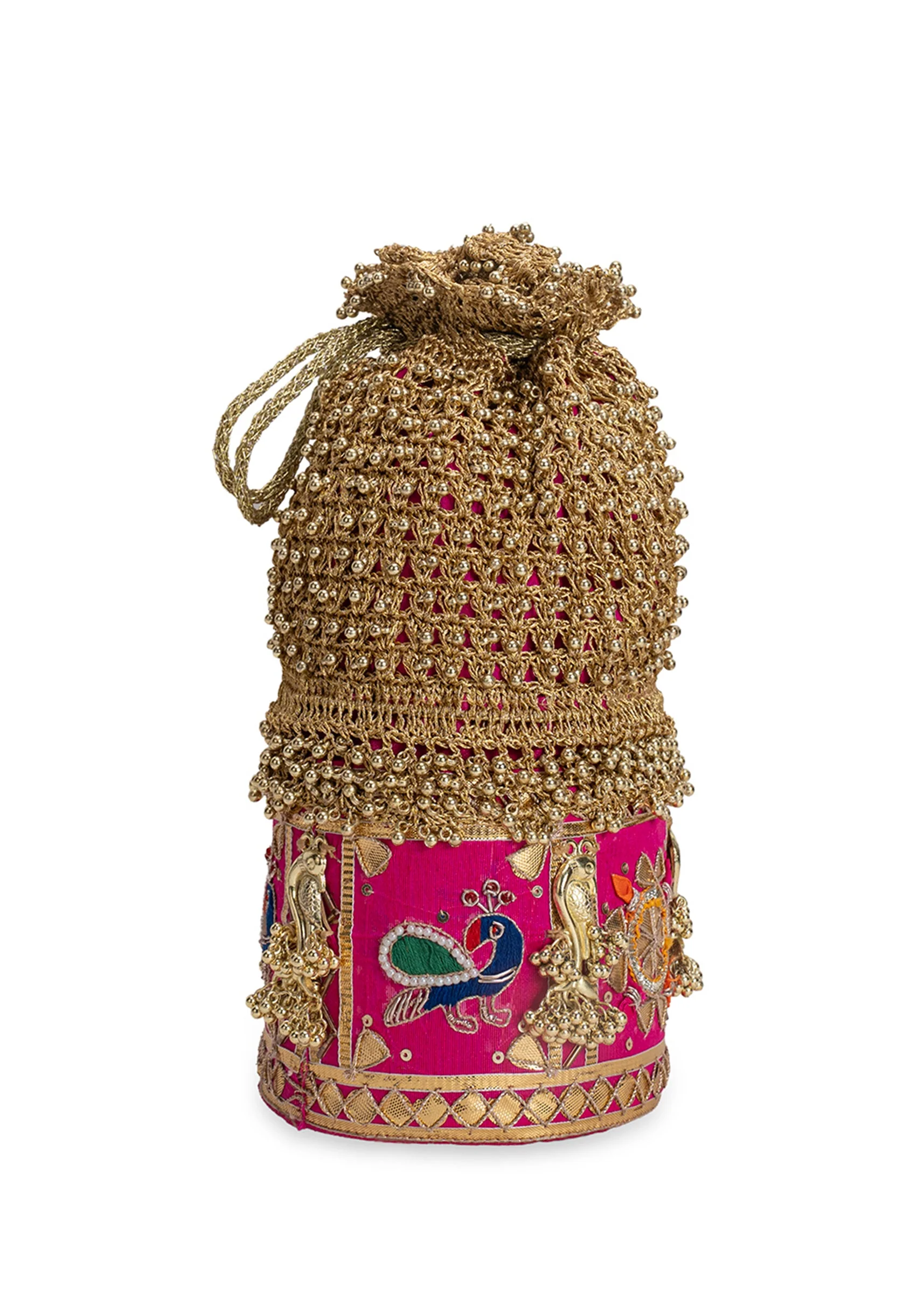 Gold And Pink Lace Potli