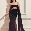 Jet Black Embroidered Ready-Pleated Organza Saree