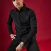 Black Viscose Cutdana And Bead Embroidered Mens Shirt