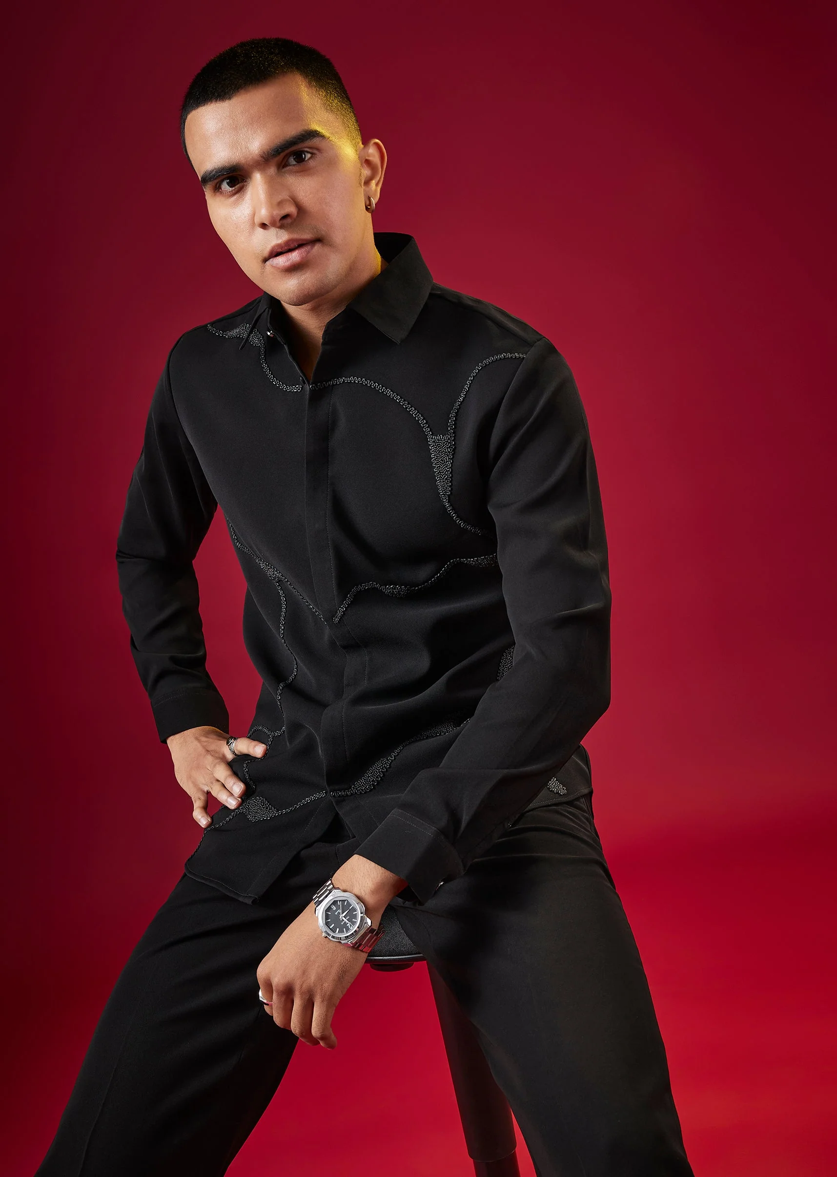 3997-black-viscose-cutdana-and-bead-embroidered-mens-shirt-1.webp Black Viscose Cutdana And Bead Embroidered Mens Shirt