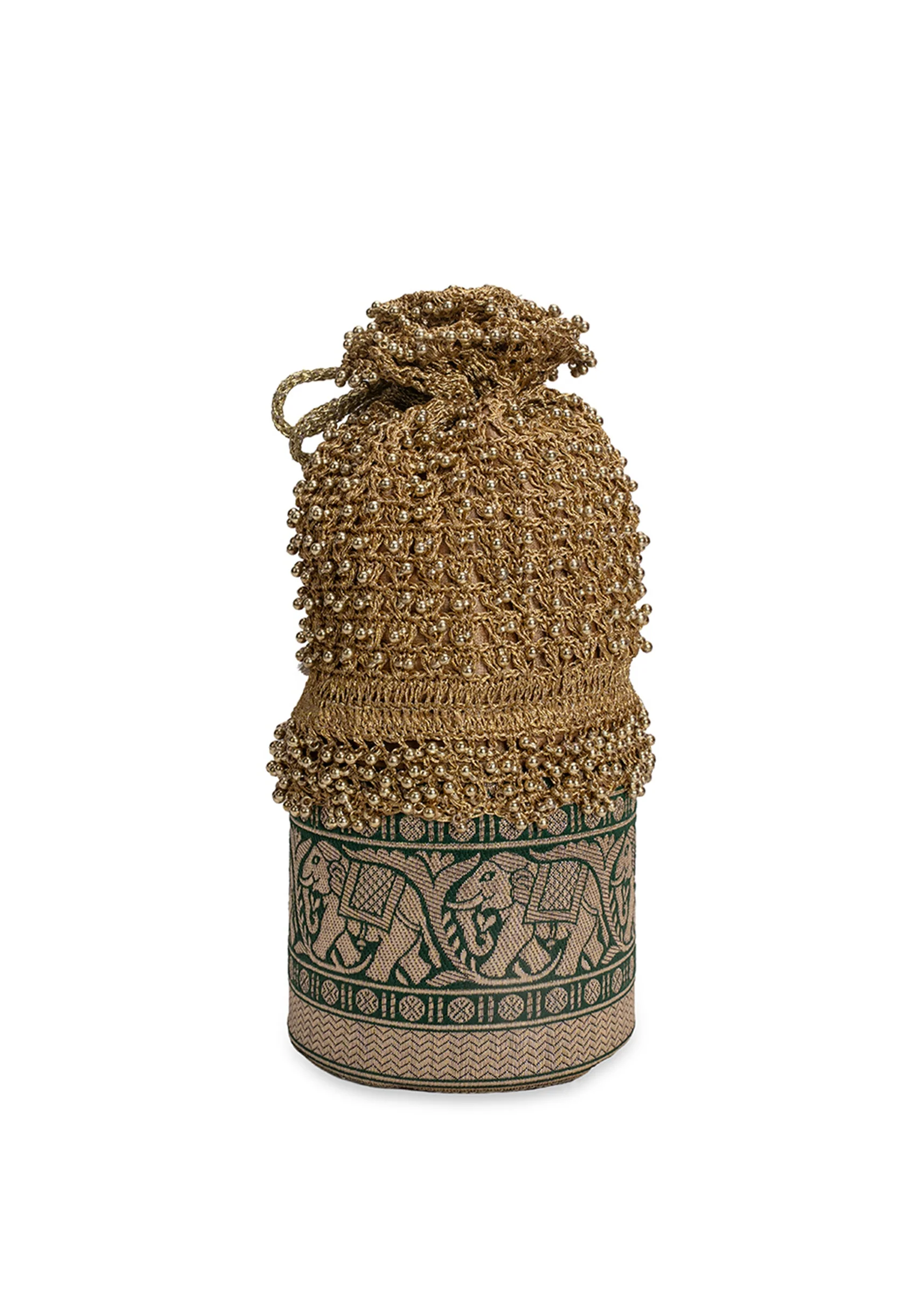 Gold And Green Lace Potli Bag