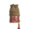 Gold And Pink Lace Potli Bag